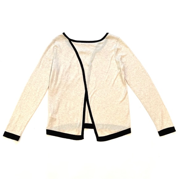 Gap Ivory White & Black Open Back w Fold Over Wrap Split Back Sweater Small EUC - Picture 4 of 7
